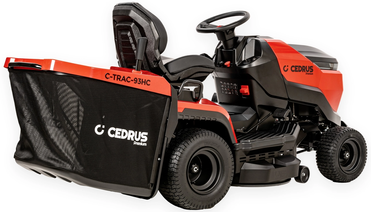 Kosiarka traktorek ogrodowy Cedrus Premium C-TRAC-93HC-1 z wyrzutem tylnym i koszem o pojemności 280 L Kosiarka traktorek ogrodowy Cedrus Premium C-TRAC-93HC-1 z wyrzutem tylnym i koszem o pojemności 280 L